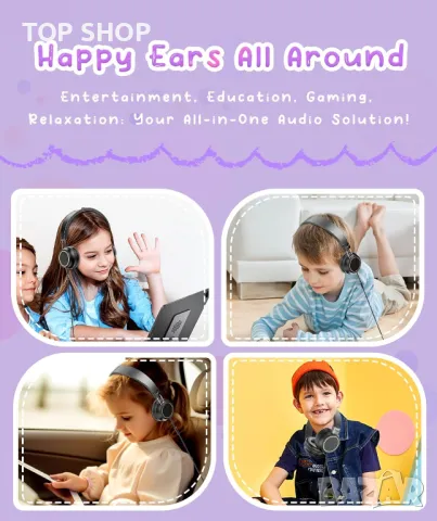 Детски слушалки SMEIWANR регулируеми, сгъваеми, с микрофон, 3,5 mm TRRS/USB C адаптер, тъмно синьо, снимка 2 - Детски - 49417964