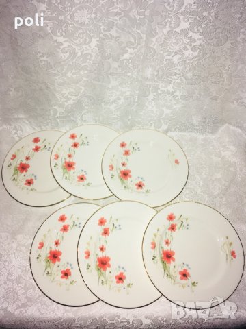 старинни десертни чинии от фин порцелан Queen Anne 