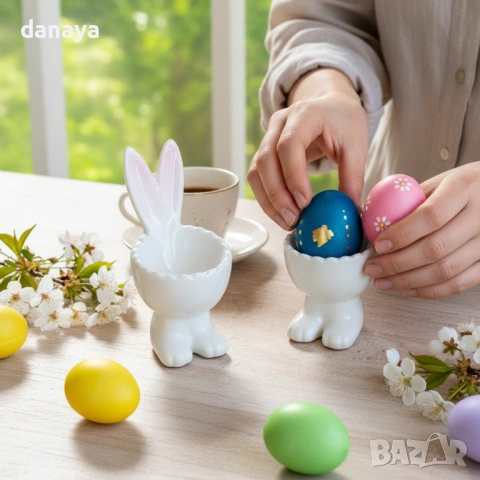 6328 Керамична поставка за великденско яйце с ушички на Зайче, снимка 4 - Аксесоари за кухня - 53071359
