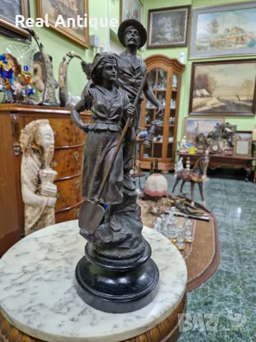 Прекрасна антикварна колекционерска френска фигура статуетка композиция , снимка 5 - Статуетки - 49687906