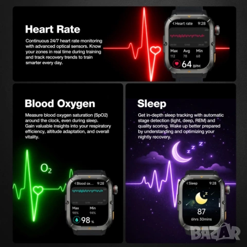 Смарт часовник AGM Legion 3 - 1.95" AMOLED, 5ATM, IP68, снимка 11 - Смарт часовници - 54143785