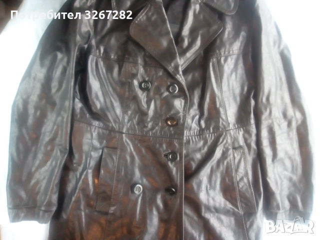 Шлифер,Черен,Естествена Кожа,, снимка 3 - Шлифери - 51744396