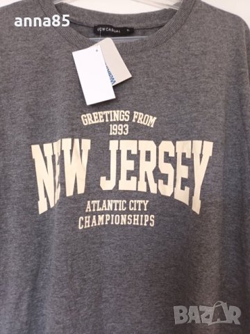 Сива тениска New Jersey , снимка 2 - Тениски - 40750731