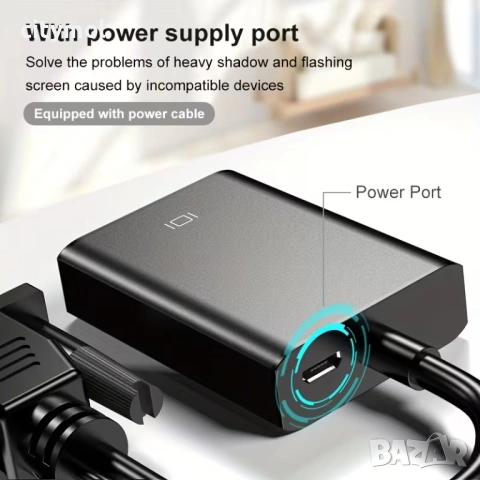 VGA към HDMI 1080P HD Audio TV AV HDTV видео, адаптер кабел конвертор, снимка 3 - Кабели и адаптери - 53114498