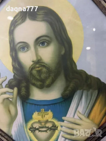 Печат на Светото сърце на Исус от Викторианската епоха Victorian Era Sacred Heart of Jesus Print , снимка 4 - Антикварни и старинни предмети - 49419750