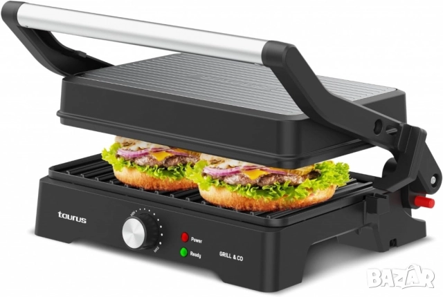 Контактен грил Taurus Grill&Co, 1500W, с плаващ капак и регулируем термостат, снимка 2 - Скари - 51922495