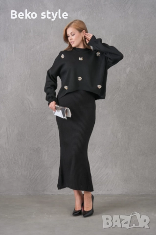 Дамски комплект 2 части Рокля+Пуловер , снимка 8 - Комплекти - 52507971