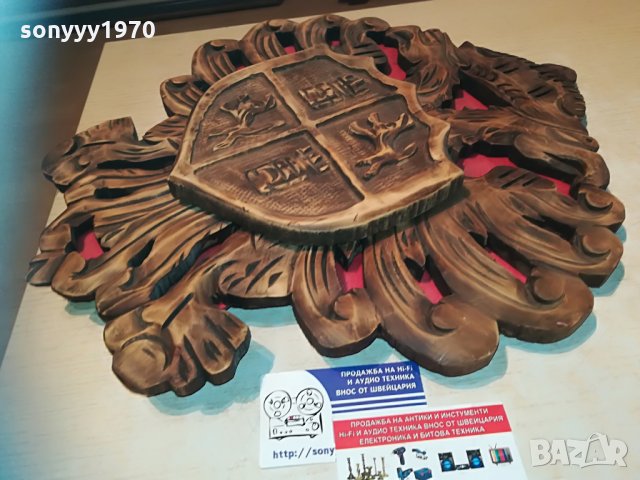 дърворезба с герб-внос швеицария-46х37см, снимка 3 - Колекции - 29860932