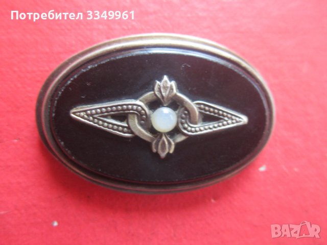 Уникална руска позлатена сребърна брошка с камък 875, снимка 8 - Други - 36769203
