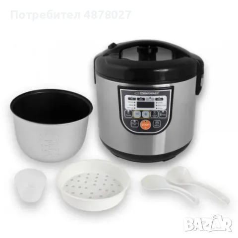Мултикукър Esperanza, 860W, 5 литра, 11 Програми, Инокс, 2 ГОДИНИ ГАРАНЦИЯ, снимка 3 - Мултикукъри - 55877807