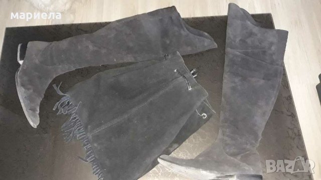 Черни чизми и раничка от естевен велур , снимка 2 - Дамски ботуши - 30775769