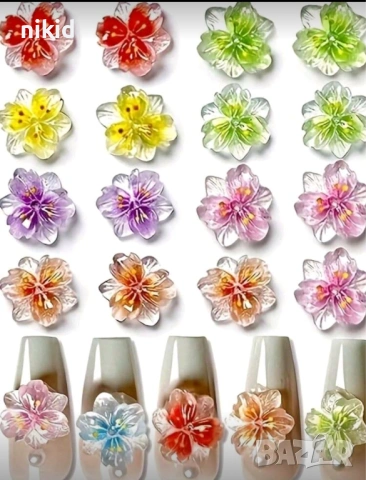 10 бр 3d малки цветя цветчета цветенца цвете декорация нокти маникюр акрил