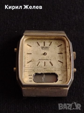Рядък мъжки часовник SEIKO QUARTZ ANTI-MAGNETIC  за части няма стъкло - 26862, снимка 2 - Антикварни и старинни предмети - 36536458
