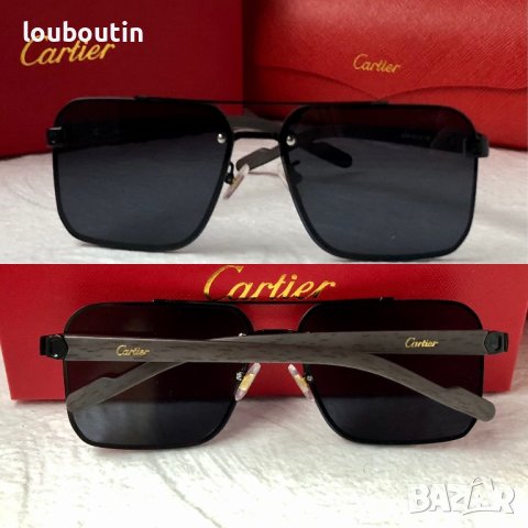 Cartier висок клас мъжки слънчеви очила с дървени дръжки, снимка 1 - Слънчеви и диоптрични очила - 42798493