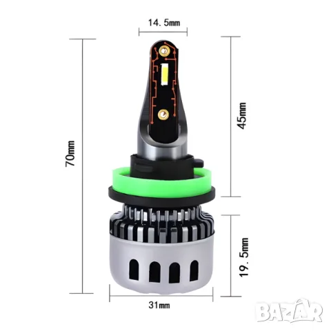LED крушки F10 H11 48W 8000LM комплект 2 броя, снимка 3 - Аксесоари и консумативи - 55864627
