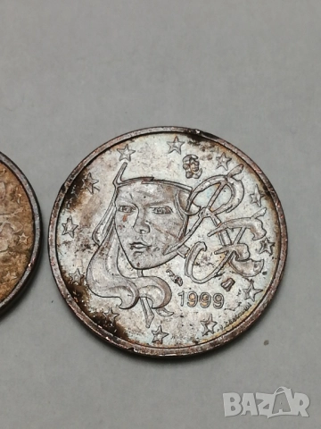 1 и 2 евроцента Франция от 1999 г., снимка 3 - Нумизматика и бонистика - 52587820