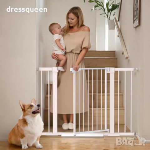 4506 Здрава метална преграда за деца и домашни любимци – комплект с разширение и стъпало (96-103 см)