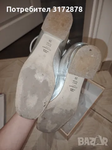 Сребърни обувки от естествена кожа , снимка 3 - Дамски ежедневни обувки - 49436796