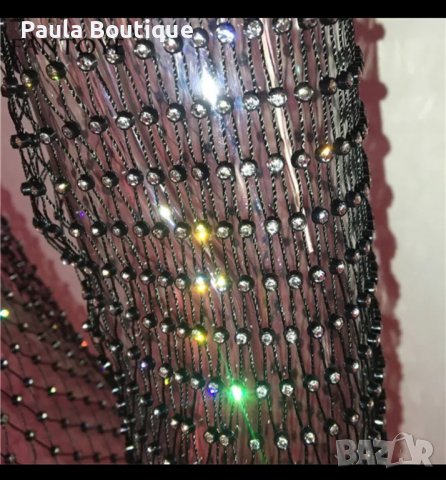 Рокля мрежа с камъни (черна и бяла), снимка 3 - Рокли - 37432881