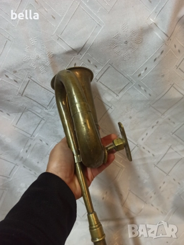 Месингов клаксон – 37 см, рядък модел с интересна декоративна  решетка. , снимка 7 - Антикварни и старинни предмети - 52582347
