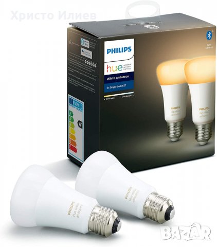Philips Hue Ambiance Smart LED Крушка 2бр. Е27  2700К-6400К с Bluetooth 8,5W=60W