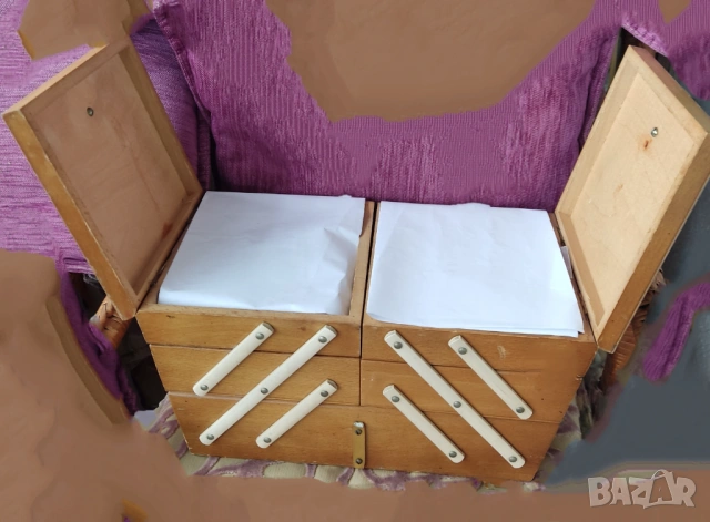 ПРОМО-Дървена-бук, разтегателна кутия за шиене на 3 нива, снимка 6 - Други стоки за дома - 53645059