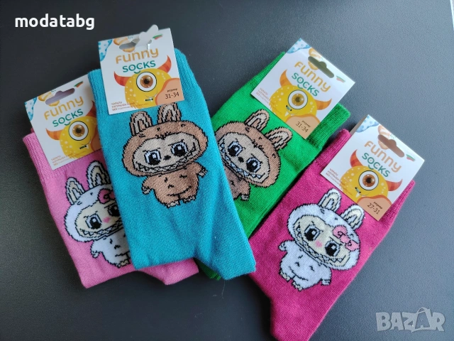 Детски чорапи със герои лабубу, стич, балерина капучина.. 