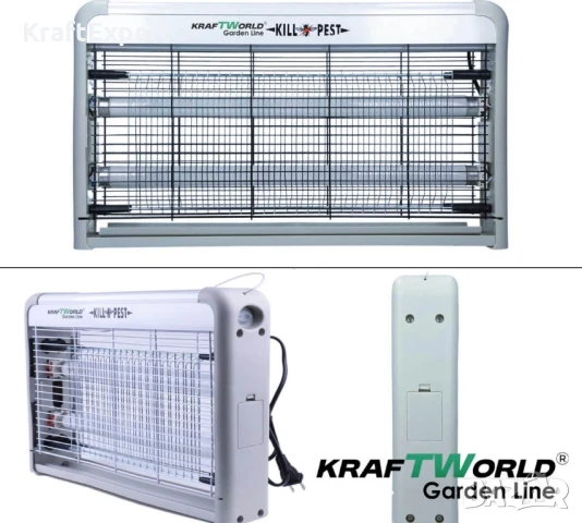 Мощна инсектицидна лампа KraftWorld 60W – Защита до 80 м² – UV лампа против комари и мухи, снимка 5 - Настолни лампи - 50641229