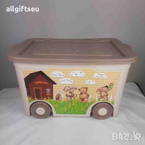 Детска кутия за играчки с колелца, картинки и капак, снимка 2 - Други - 44163159