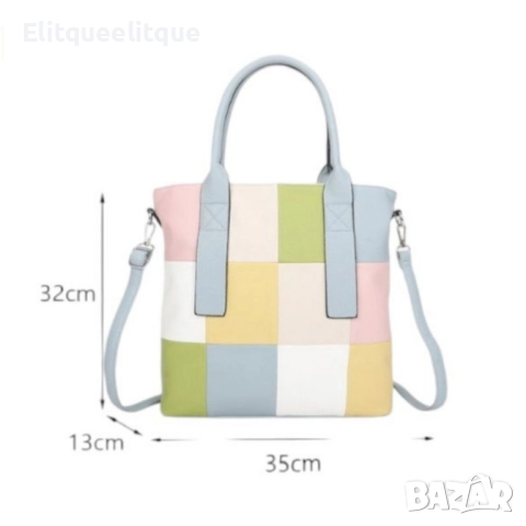 Шарена дамска чанта с разноцветна дръжка, снимка 3 - Чанти - 52273208