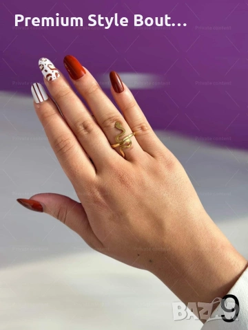 Хубав дамски златист пръстен тип змия от медицинска стомана, снимка 7 - Пръстени - 53898805