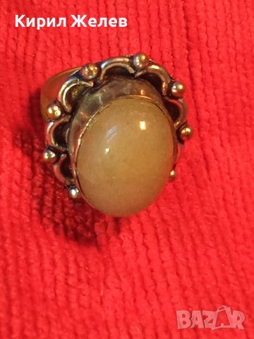 ПОСРЕБРЕН БРОНЗОВ СТАР ВИНТИДЖ ПРЪСТЕН с НАТУРАЛЕН ОПУШЕН КВАРЦ АРТ-ДЕКО ПЕРИОД 20269, снимка 2 - Антикварни и старинни предмети - 32552890