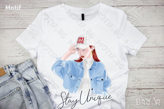 Дамска тениска Motif с цветна щампа жена / Fashion Girl / Stay Unique