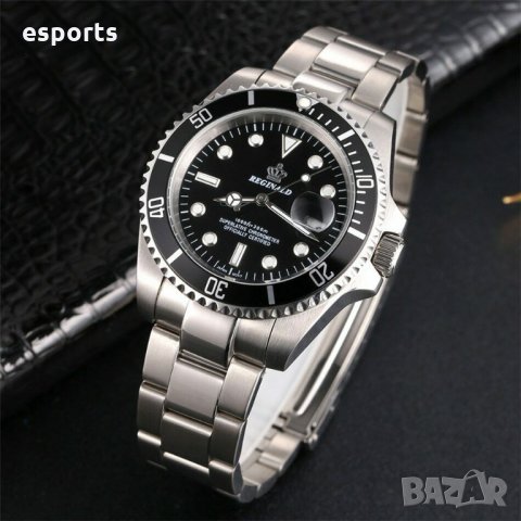Часовник в стил Rolex Submariner сребристо и черно Silver Black, снимка 2 - Мъжки - 26551806