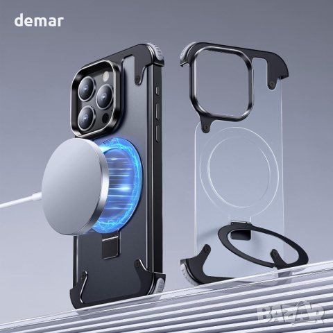 Калъф PANPHEN за iPhone 15 Pro Мax, с вградена стойка, черен, снимка 5 - Калъфи, кейсове - 44589953