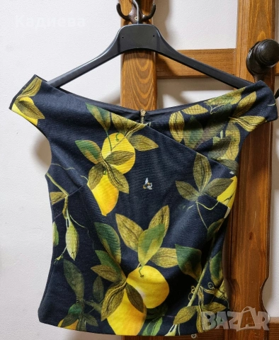 дамски топ с паднали рамена с десен на лимони- Ted Baker 