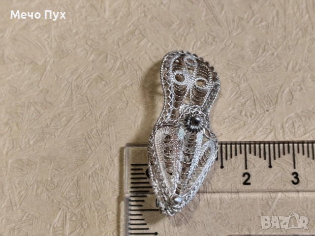 Сребърна брошка филигран - Пантофка (13), снимка 8 - Други - 52251067