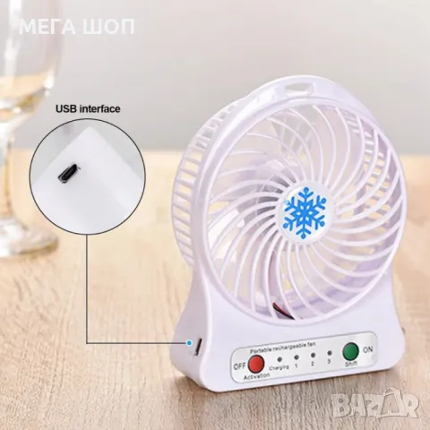 Преносим мини вентилатор за дом или офис, с USB Зареждане, снимка 9 - Вентилатори - 50390140