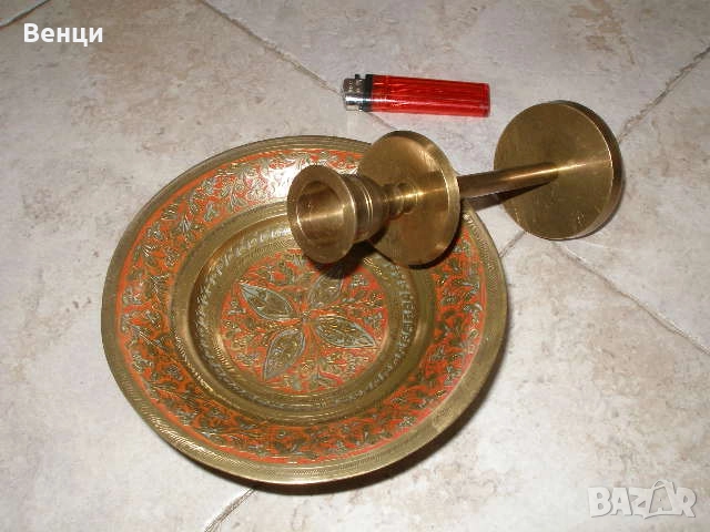 Купа Свещник-Месинг, снимка 5 - Антикварни и старинни предмети - 52048514