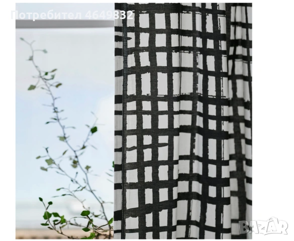 Нови завеси IKEA - 100 % памук GRONKATTFOT с готов перделък, снимка 4 - Пердета и завеси - 53224851