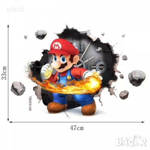 3D Супер Марио Super Mario Дупка в стена самозалепващ стикер лепенка за стена, снимка 3 - Други - 34253921