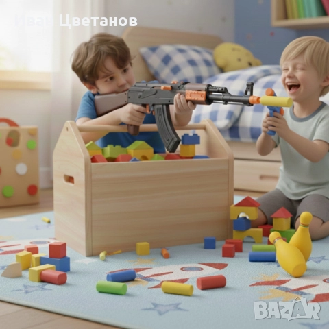 Играчка автомат AK-47 Калашников – 63 см, с меки патрони и мишени