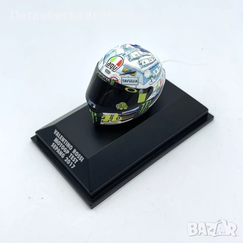 Valentino Rossi MotoGP Test Sepang 2017 шлем – 1:8 колекционерска реплика, снимка 2 - Колекции - 53229826