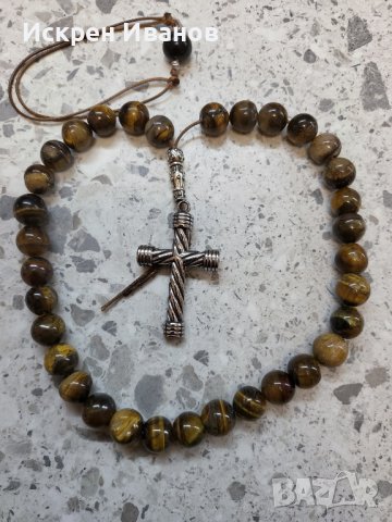 Броеница Тигрово око, снимка 2 - Антикварни и старинни предмети - 38219780