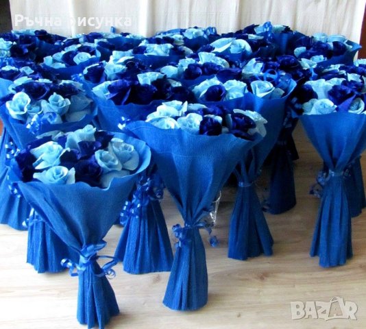 Букети и букетчета в синьо, снимка 5 - Изкуствени цветя - 31382192