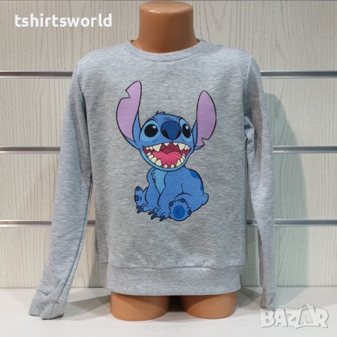 Нова детска ватирана блуза с дълъг ръкав Стич (Stitch) в сив цвят, снимка 6 - Детски Блузи и туники - 38996133