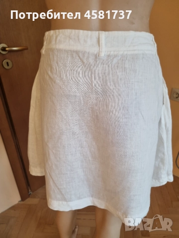 Бяла ленена пола Benetton, размер 38, снимка 4 - Поли - 51758580