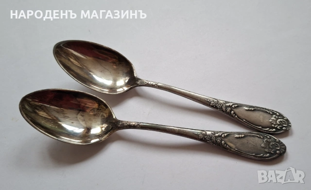 СССР - Сервиз руски посребрени лъжички чай кафе 7 броя мелхиор сребро Луксозни , снимка 7 - Други ценни предмети - 53964601