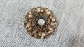 Старинна позлатена брошка с перли, снимка 1 - Антикварни и старинни предмети - 31031195