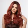 Огнена червено-оранжева омбре перука 66 см с тъмни корени, снимка 5